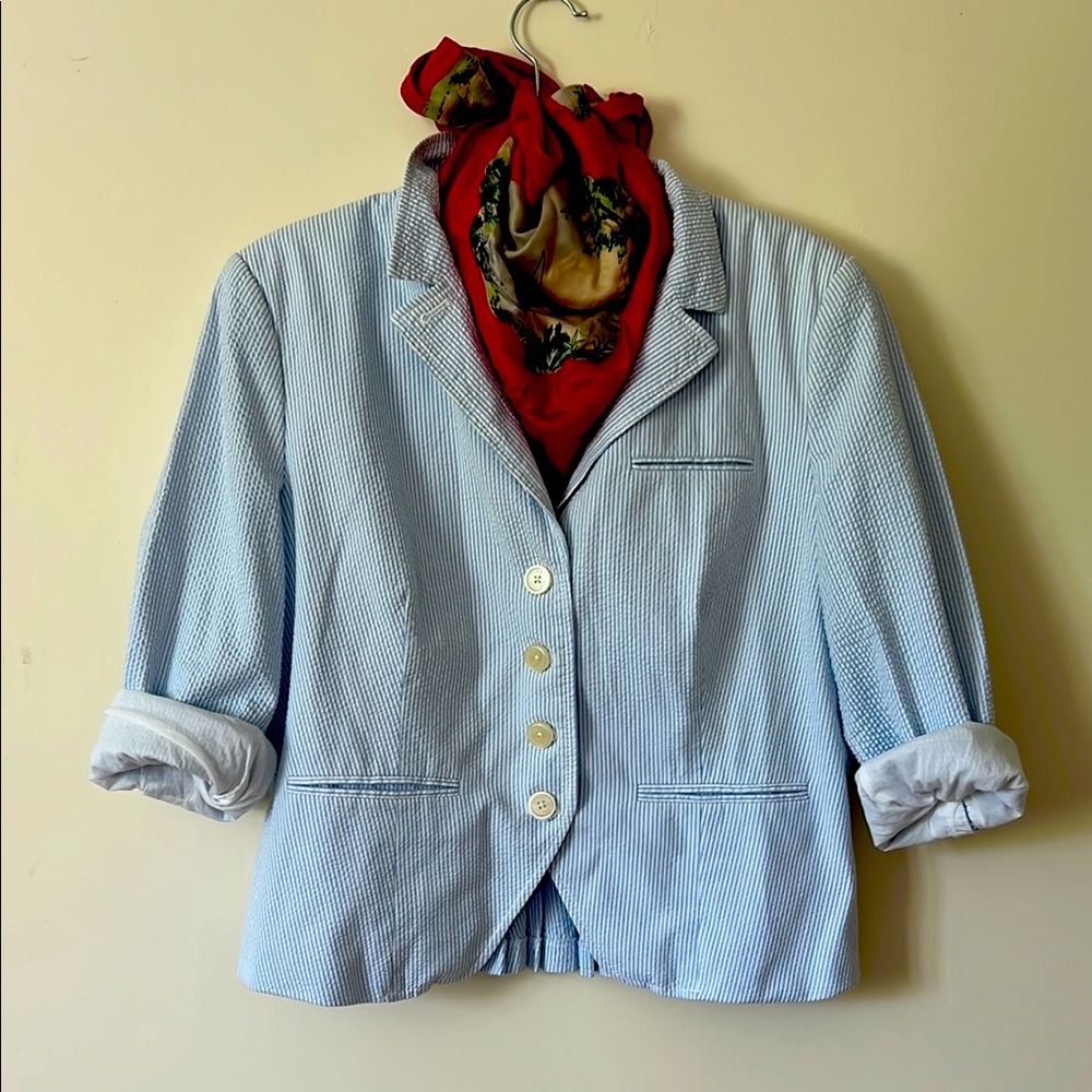 Tommy Hilfiger Light Blue Seersucker Blazer